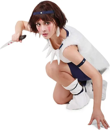 Vista 4 de miccostumes Disfraz de princesa de anime para mujer con bandas y orejas y fundas para botas