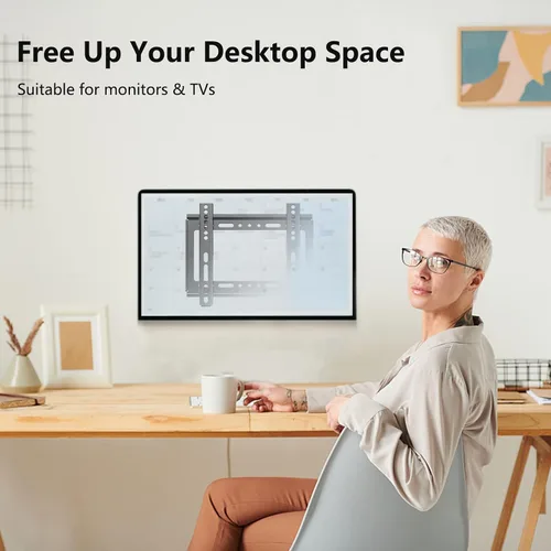 Vista 9 de Soporte de pared para TV de perfil bajo fijo para televisores LED, LCD y plasma de 14 a 43 pulgadas, pantalla plana, soporte universal para monitor
