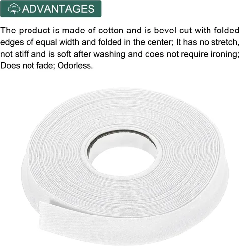 Vista 535 de MECCANIXITY Cinta al bies de doble pliegue de 1/2 pulgada de poliéster continuo a granel para costura, costura, dobladillo, encuadernación y Beige