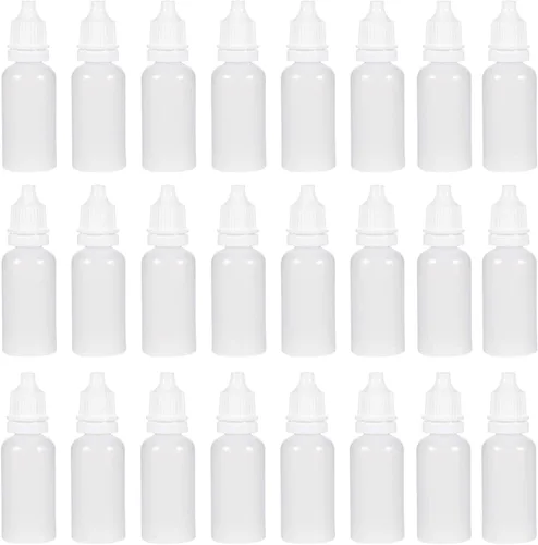 Vista 5 de [24 botellas de plástico con cuentagotas de 0.68 onzas líquidas, con tapa verde, botellas de gota de líquido exprimibles vacías para disolventes