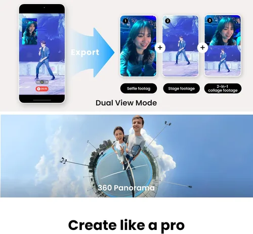 Vista 6 de Insta360 Flow 2 Pro White - Cardán para teléfono con IA primero en la industria con Apple DockKit, seguimiento pionero de 360º Pan Tracking