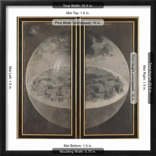 Vista 5 de ART.COM Lienzo decorativo para pared Jardín de delicias terrenales, creación del mundo en marco negro por Hieronymus Bosch, 21 x 21 pulgadas