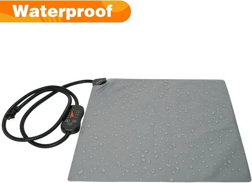 Vista 9 de Almohadilla térmica para mascotas, cama para gatos con temperatura ajustable con temporizador, cama térmica impermeable para perros con cable