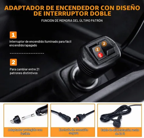 Vista 7 de Xprite Barra de luz estroboscópica LED de 35.5 pulgadas con 21 patrones de flash y soporte de ventosa, barra de luz de precaución para cubierta