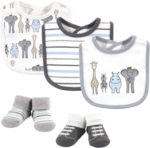 Vista 183 de Hudson Baby Conjunto de babero y calcetines unisex de algodón para bebé