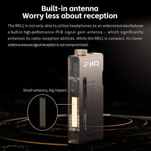 Vista 6 de FiiO RR11 Receptor de radio estéreo portátil HiFi FM con sintonización analógica PVR, efectos de sonido BASS+3D, 64MHz-108MHz