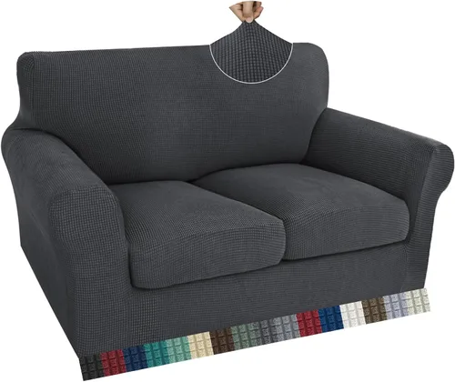 Vista 31 de ZNSAYOTX 2 fundas para sillas con brazos para sala de estar, súper suave, con funda de cojín de asiento, gruesa, duradera, mezcla de elastano, alta