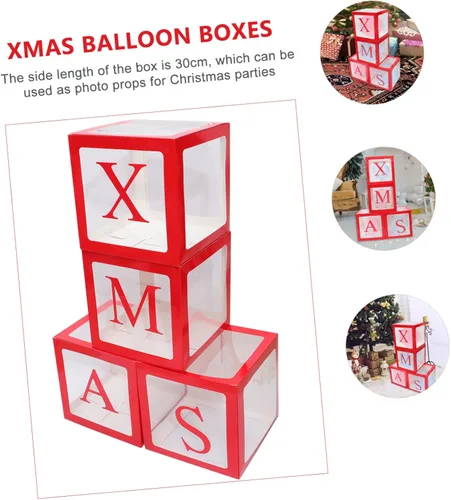 Vista 2 de Didiseaon 1 juego de cajas de globos de Navidad, cajas de globos de Navidad, juego de decoración de Navidad, globos transparentes de bautizo