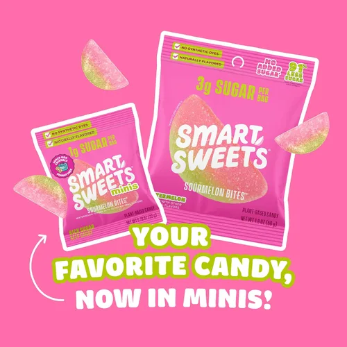Vista 7 de SmartSweets Sourmelon Bites Minis Snack Pack 0.78 onzas (paquete de 8) Caramelos de gomita agria bajos en azúcar y calorías Snacks saludables