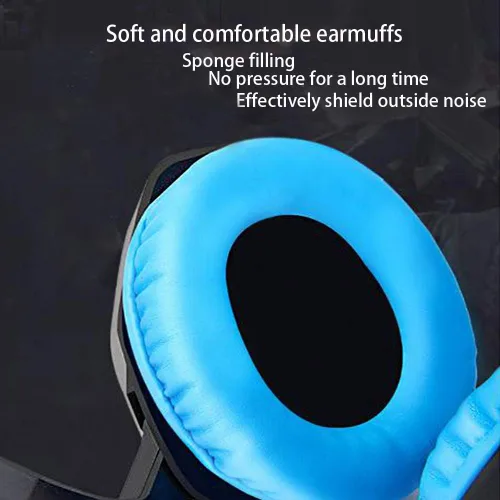 Vista 3 de CAMKONG - Auriculares de diadema para juegos con micrófono para PS4 Xbox One PC cómodos estéreos iluminación LED reducción de ruido y control