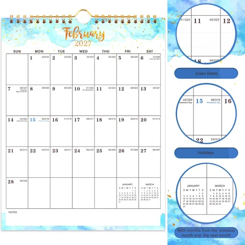 Vista 4 de Calendario 2026-2027 – Calendario de pared 2026-2027, 8.5 x 11 pulgadas, julio 2026 – diciembre 2027, calendario de pared de 18 meses con gancho