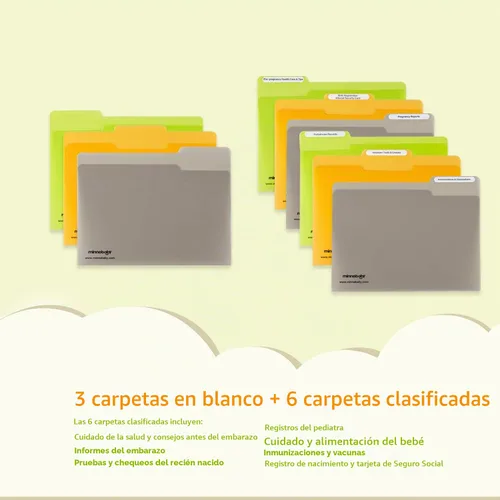 Vista 3 de Organizador de documentos para bebé, maletín para bebé con 9 carpetas