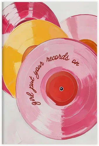 Vista 19 de YFET Tocadiscos vintage Y2K Room Flowers Pink Retro Music Lover Preppy Room - Póster artístico de pared y arte de pared, póster moderno