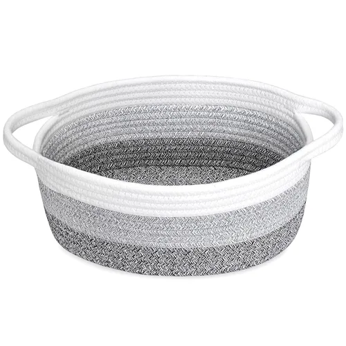 Vista 18 de ABenkle Cesta Pequeña con Asas - Contenedor de Almacenamiento Tejido de Cuerda Decorativo Duradero Cubo Organizador de Estante, Cesta de Regalo