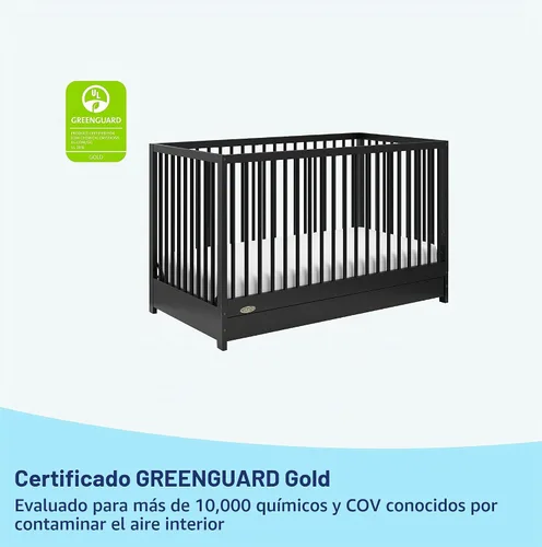 Vista 5 de Graco Teddi - Cuna convertible 5 en 1 con cajón, color negro