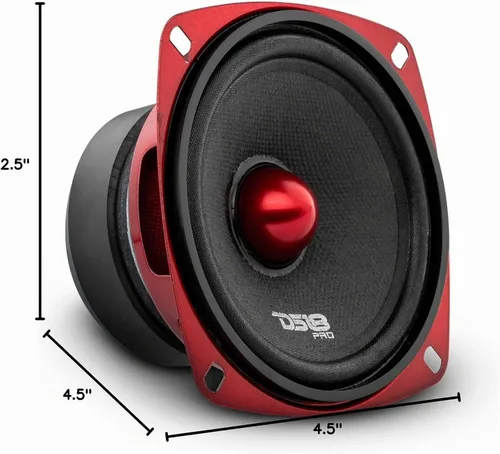 Vista 10 de Altavoz DS18 PRO de rango medio, cúpula en compresión de aluminio roja, altavoces de puerta de audio de alta calidad para auto o camión sistema