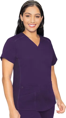 Vista 21 de Med Couture Touch - Camisa médica con cuello en V para mujer Sorbete de albaricoque