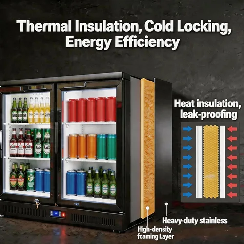 Vista 7 de Enfriador de barra trasera para debajo de la encimera, refrigerador de bebidas de 7.5 pies cúbicos, refrigerador bajo encimera, 2 puertas de 36