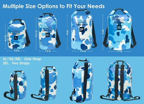 Vista 2 de YUMQUA Paquete de bolsa seca impermeable de 5L con 2 bolsas grandes impermeables para teléfono