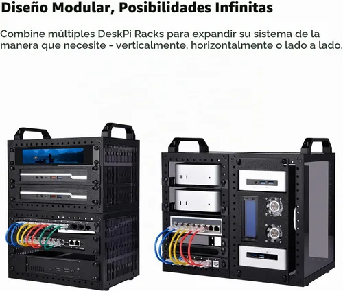 Vista 6 de GeeekPi DeskPi RackMate TT Mini gabinete de servidor para mini PC, red, servidores, audio y equipo de video
