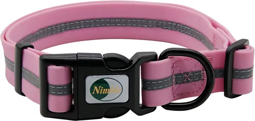 Vista 10 de NIMBLE Collar de perro impermeable para mascotas, ajustable, reflectante, duradero, flexible, de nailon con revestimiento de polímero, collares
