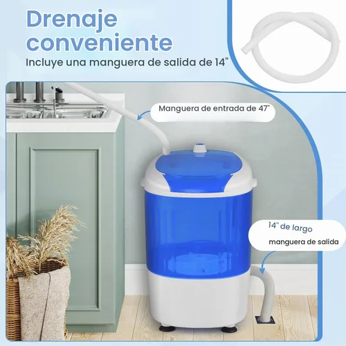 Vista 5 de ARLIME Mini lavadora y secadora, mini lavadora de lavandería de 5.5 libras Azul