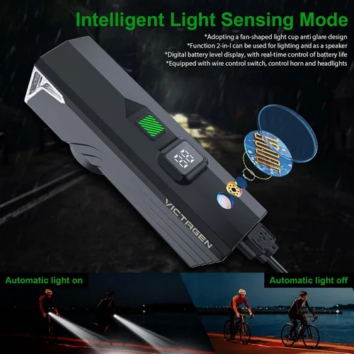 Vista 2 de Victagen Ultra Bright USB Rechargeable Bike Light Set, Powerful Bicycle Front Headlight and Back Taillight, 5 Light Modes, for Men Women Kids Road