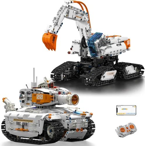 Vista 10 de Kit de construcción de robot rastreador STEM 2 en 1, aplicación y control remoto 2.4G, bloques técnicos de codificación de vehículos transformables