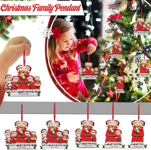 Vista 3 de Adornos de Navidad personalizados, adornos de Navidad 2023, nombres grabados personalizados, adornos de Navidad familiares para decoración del árbol