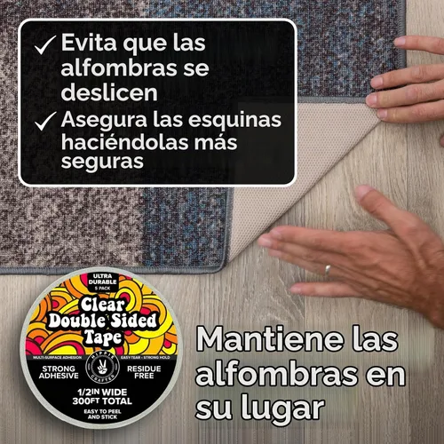 Vista 3 de HIPPIE CRAFTER Paquete de 5 cintas transparentes de doble cara, adhesivo resistente de 1/2 pulgada de ancho, cinta de montaje extraíble para Cinta