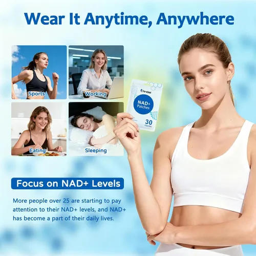 Vista 6 de Parches NAD+ para mujeres y hombres, parche NAD+para energía y envejecimiento saludable, soporte de bienestar de nicotinamida y resveratrol, vegano