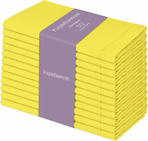 Vista 30 de PurpleEssences Juego de 6 servilletas de tela de vainica, 100% algodón, suaves, duraderas, lavables, ideales para bodas, Navidad, vacaciones