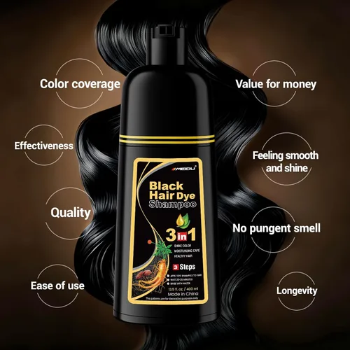 Vista 3 de IIIMEIDU MEIDU Champú de tinte para cabello negro 3 en 1 para mujeres