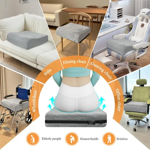 Vista 6 de Cojín de asiento para adultos, cojín grueso para elevar la altura, cojín extra grande, para personas pesadas, personas mayores, almohadilla