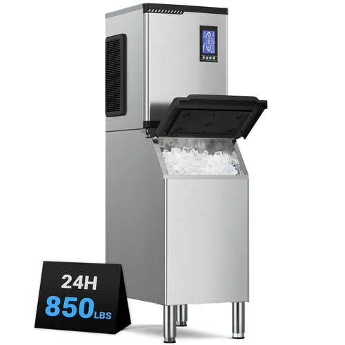 Vista 11 de Máquina comercial para hacer hielo de 550 libras/24 horas, almacenamiento de 400 libras, listo para hielo en 5-15 minutos, con modo de autolimpieza
