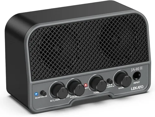 Vista 8 de LEKATO Mini amplificador de guitarra eléctrica recargable de 5 W, canales limpios/sobremarchados, amplificador pequeño portátil para práctica