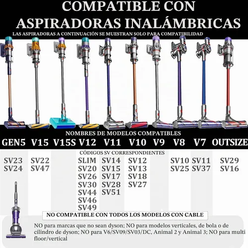 Vista 2 de Attachments Kit for Dyson V15 V15s V9 V8 V11 V12 V10 V7 Gen5 Cordless Vacuum Cleaner,Compatible with Detect/Absolute/Outsize/Slim Accessories