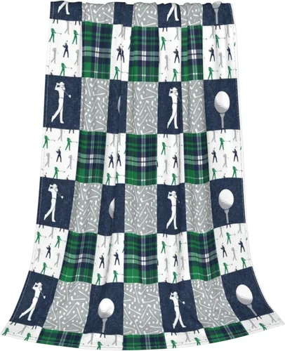 Vista 2 de Manta de golf de forro polar suave, ultra cálida, manta de franela de felpa para cama, viajes, sofá, oficina, hogar, regalos ligeros para mujeres