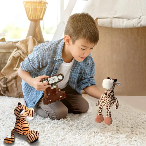 Vista 8 de Zhanmai - Juego de 6 animales de peluche de safari de animales de la selva para decoraciones VBS 2026, león, elefante, cebra, jirafa, tigre y mono