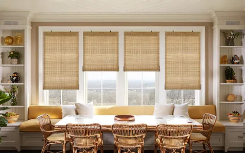 Vista 5 de LazBlinds Persianas de Bambú sin Cordón, Cortinas Enrollables para Ventanas, Persianas Colgantes con Filtro de Luz para Ventanas, Cortinas de Bambú