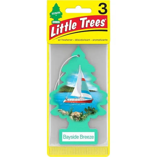 Vista 2 de Little Trees Ambientador colgante de cartón para automóvil, hogar y oficina, Bayside Breeze (paquete de 6)