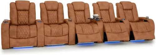 Vista 141 de Seatcraft Asiento de cine en casa Diamante Marrón Reclinable Individual