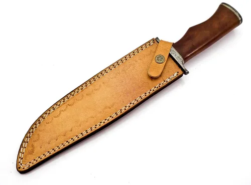 Vista 9 de BK-3035 Cuchillos de caza hechos a mano de acero de Damasco de 15 pulgadas - Mango de madera de rosa.