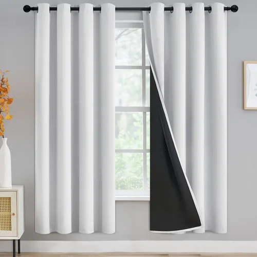 Vista 200 de Yakamok Cortinas negras, cortinas de ventana con aislamiento térmico y eficiencia energética para dormitorio, cortinas opacas completas y cortinas