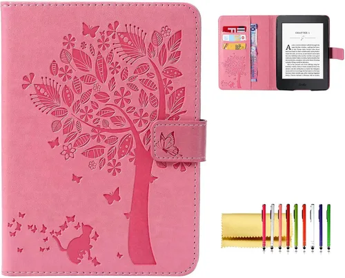 Vista 21 de Funda tipo libro para Kindle Paperwhite de 10ª/7ª/6ª/5ª generación, funda protectora ligera con ranuras para tarjetas, encendido automático