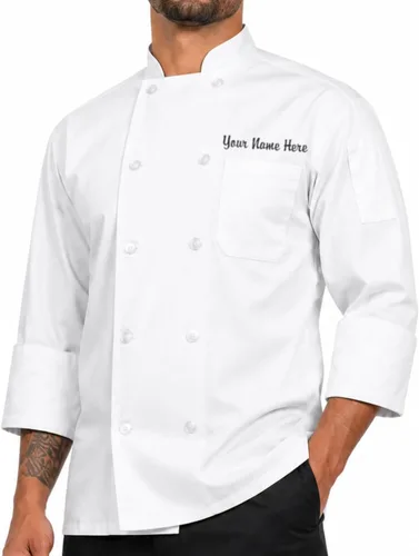 Vista 4 de ChefsCloset Chaquetilla de Chef Bordada Personalizada Chaqueta de Chef Personalizada Negro