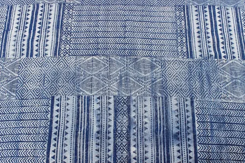 Vista 5 de Colección - Alfombra rectangular de 2 x 3 pies, color azul, de algodón, dhurrie, abstracta, Kilim para interiores y exteriores, alfombra de tejido