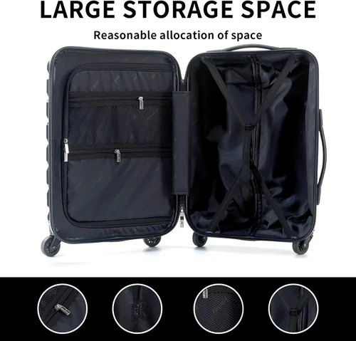 Vista 6 de Fanskey Equipaje, juego de 3 piezas maleta con ruedas giratorias, TSA LockHardshell, ligero, Tigerlily Naranja, Fanskey