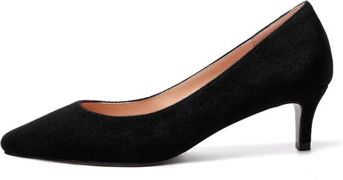 Vista 2 de SKYSTERRY Vestido de gamuza con punta cuadrada para mujer, zapatos de tacón bajo para boda, gatito, zapatos de tacón bajo de 2 pulgadas