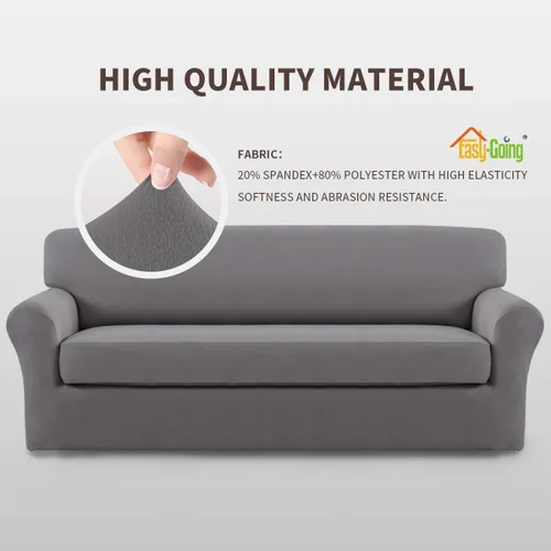 Vista 3 de Easy-Going - Funda elástica de microfibra de 2 piezas para sofá, funda suave de elastano, lavable, parte inferior elástica, protector para muebles